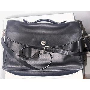 Vintage Coach Black unisex Briefcase ,Adjustable Strap Turn Lock Buckle